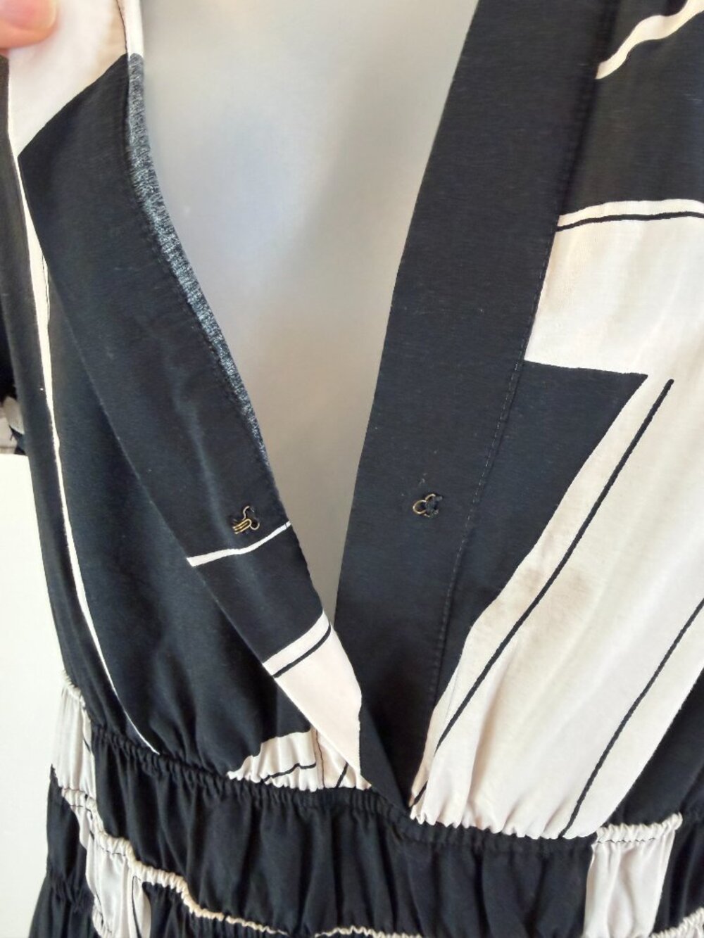 Anthropologie Maeve The Somerset Maxi Dress Black White Geometric Size Medium - Picture 9 of 13